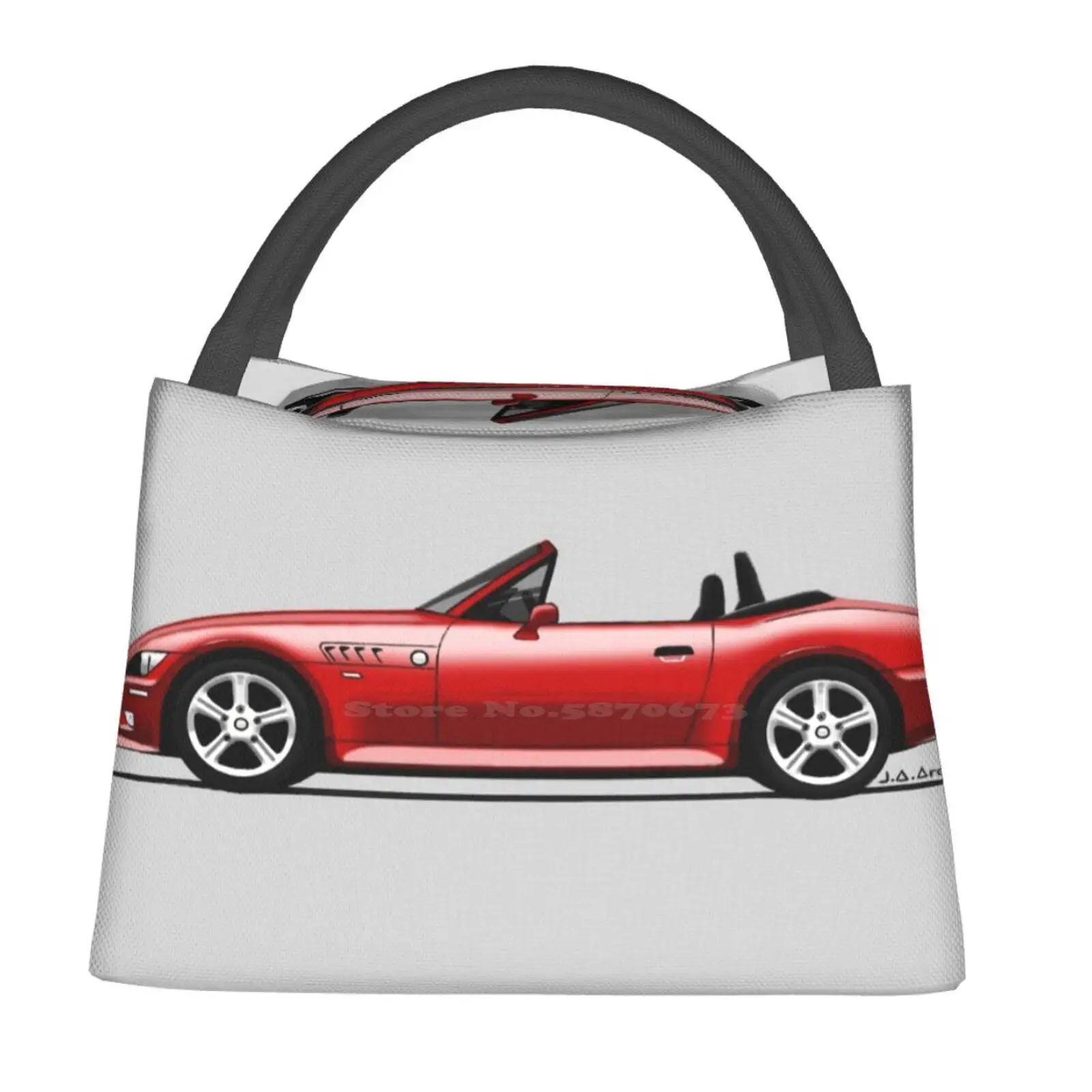 

Roadster Red Color Insulation Bag Thermal Food Storage Bag Roadster Convertible German Goseatonio Design Jaag Car Classic