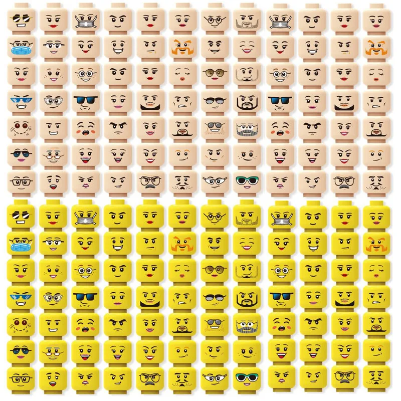 56 Bodies Compatible Figure Head Face Universal DIY Accessories Parts Doll Expression Model Building Blocks Bricks Sets Toys