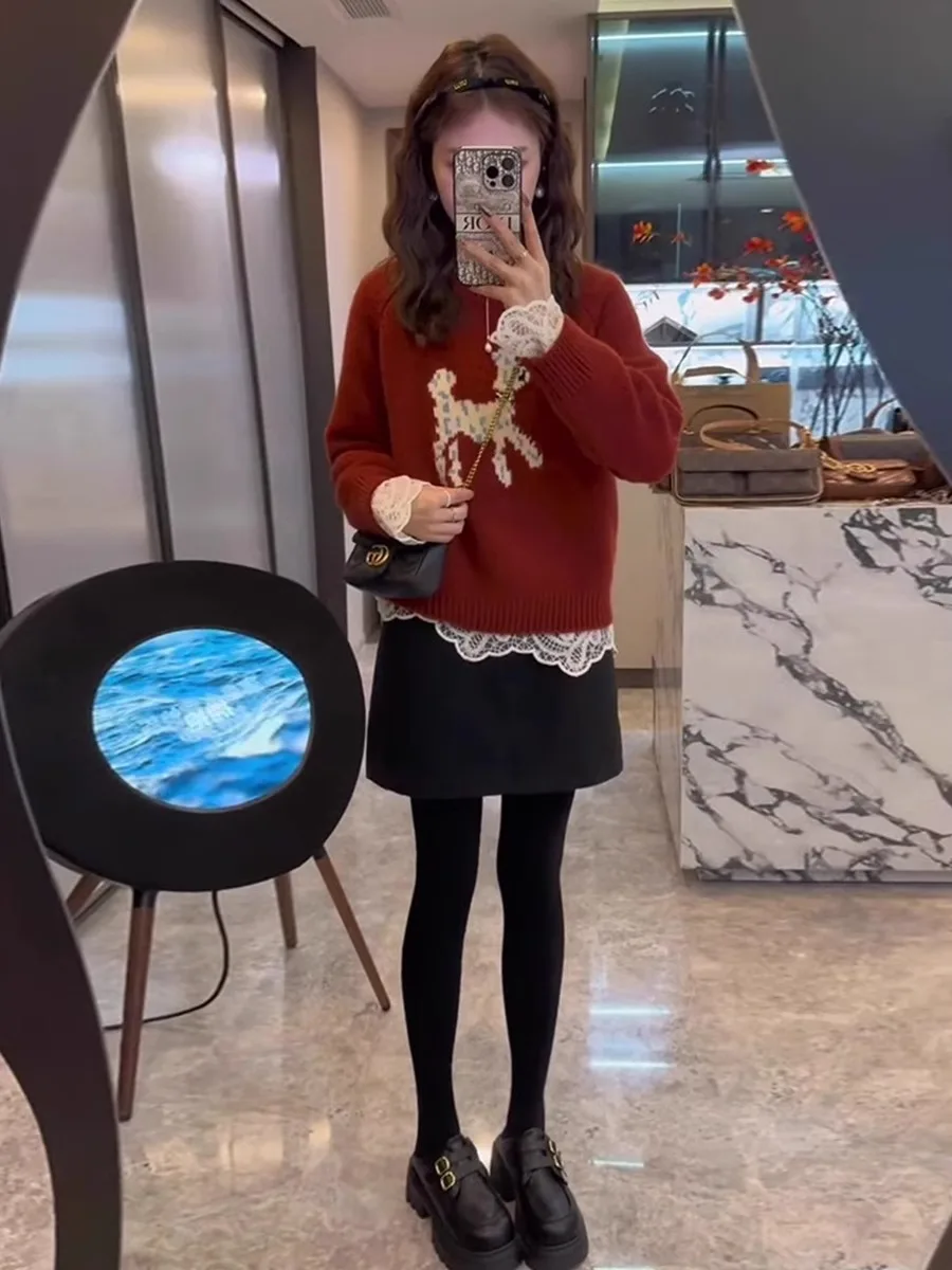 Осенне-зимний свитер соответствующий полный комплект новинка 2024 корейская серия