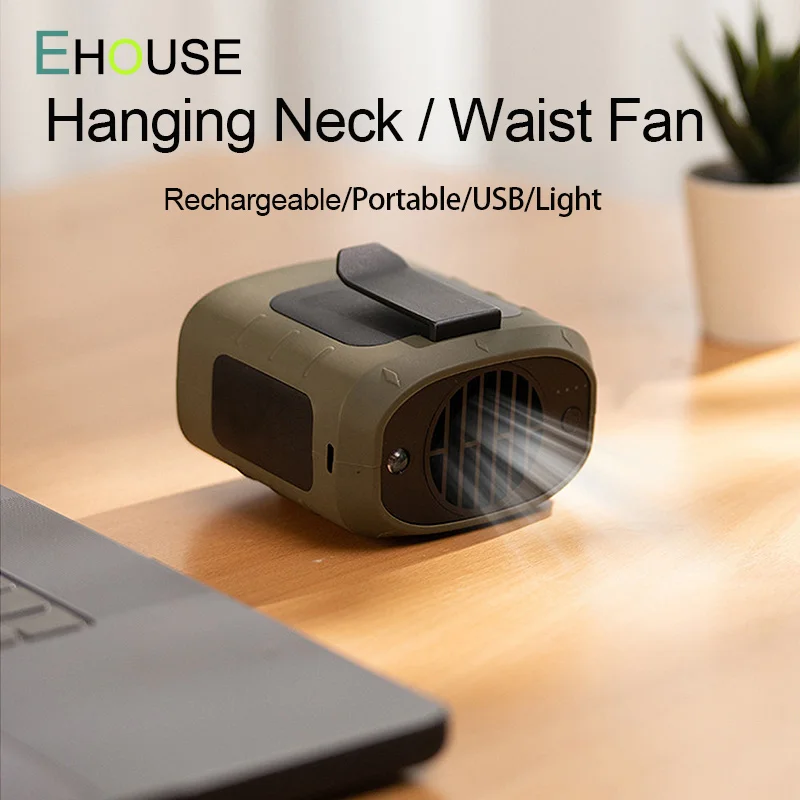 

Подвесной Электрический вентилятор на шею/талию, 8000 мАч, USB, портативный Перезаряжаемый вентилятор, со встроенным фонариком, без лопасти, 3-скоростной, для занятий спортом на открытом воздухе