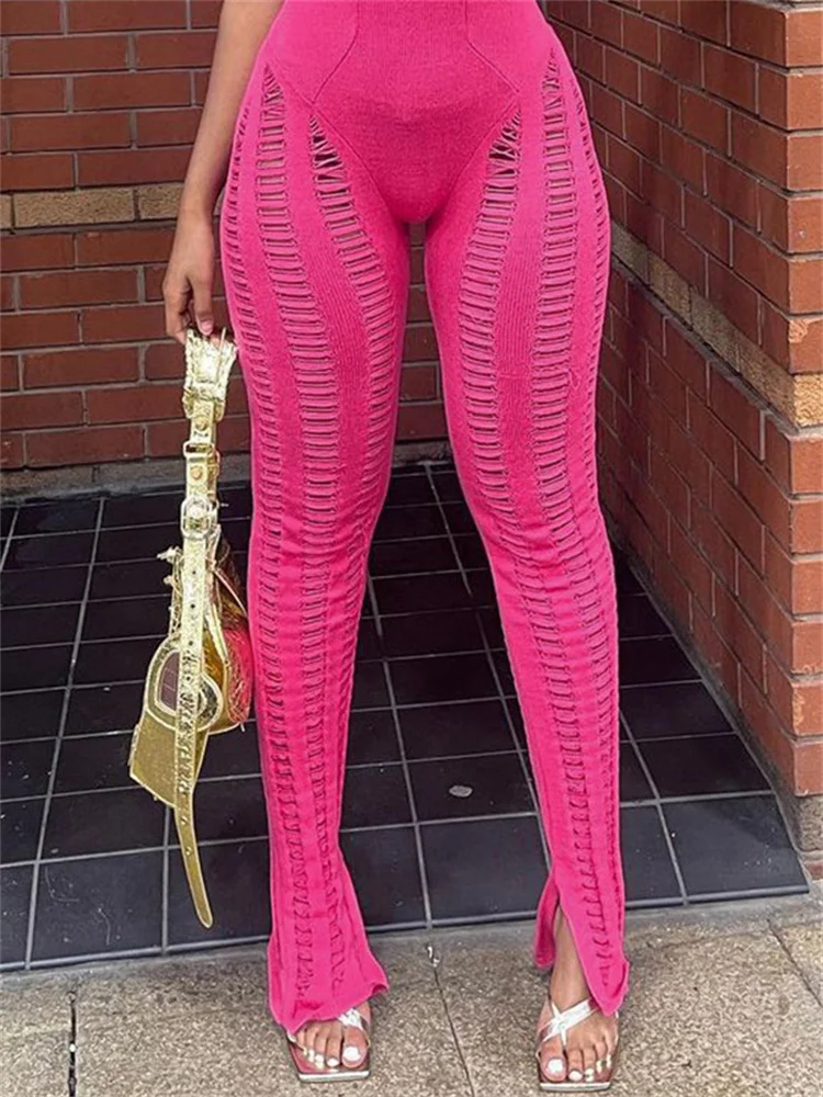 

Женские облегающие брюки с вырезами, повседневные черные брюки с высокой талией, одежда для улицы y2k, весна 2023