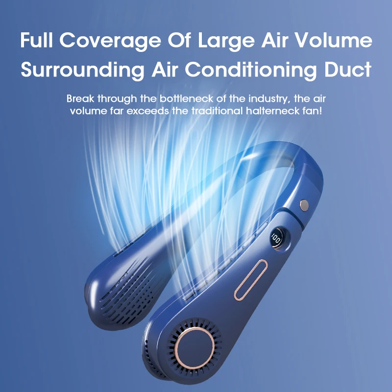 

Портативный беслопастной мини-вентилятор для шеи, 5 скоростей, для летних видов спорта, Охлаждение шеи, уличные вентиляторы с шейным ободом, зарядка через USB