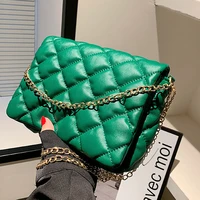 fashion plaid nylon padded women shoulder bag quality quilted handbag pu leather crossbody bag designer ladies messenger bags
