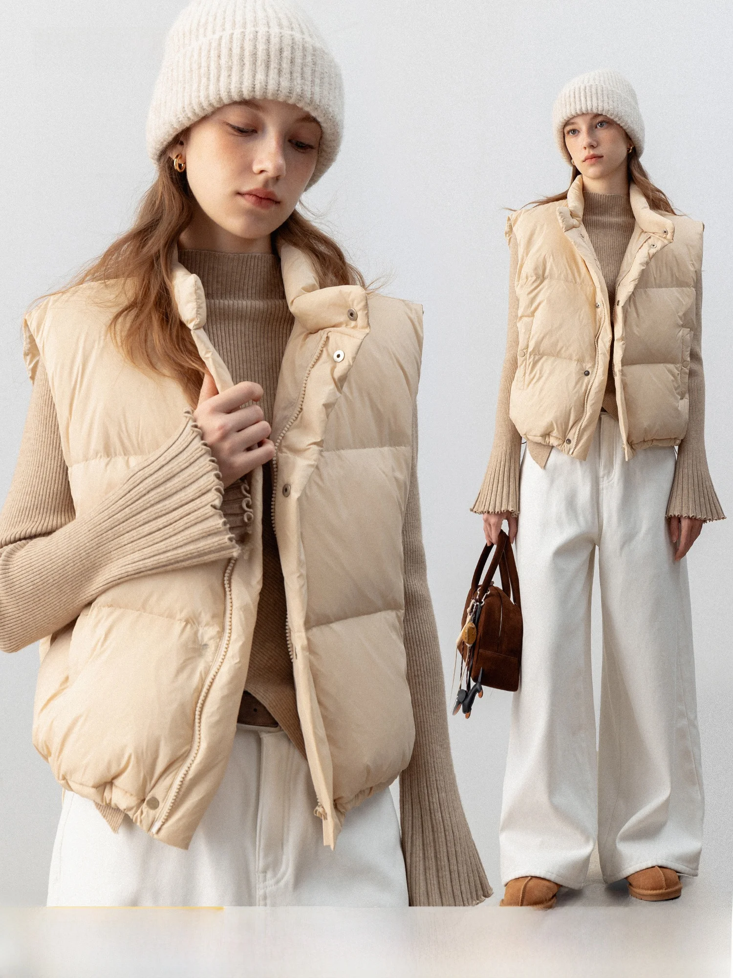 Eggka новый повседневный короткий пуховый жилет с воротником-стойкой ранняя зима