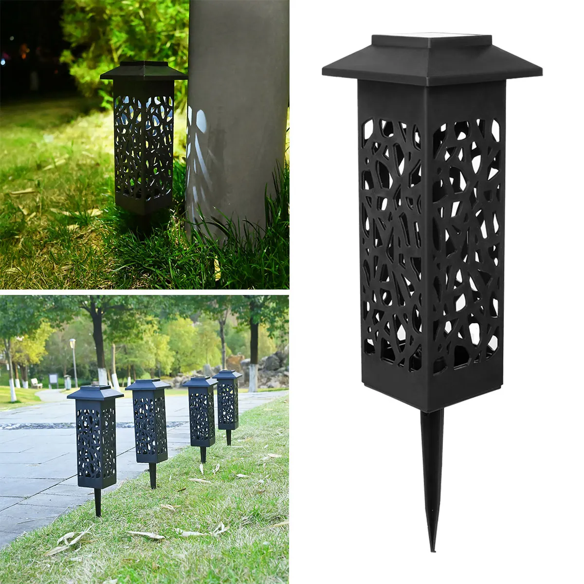 

Solar LED Light 4pcs Solar Garden Light Outdoor Solar Ground Light IP65 Waterproof Solar Lawn Lamp with Warm/White Light Hollow