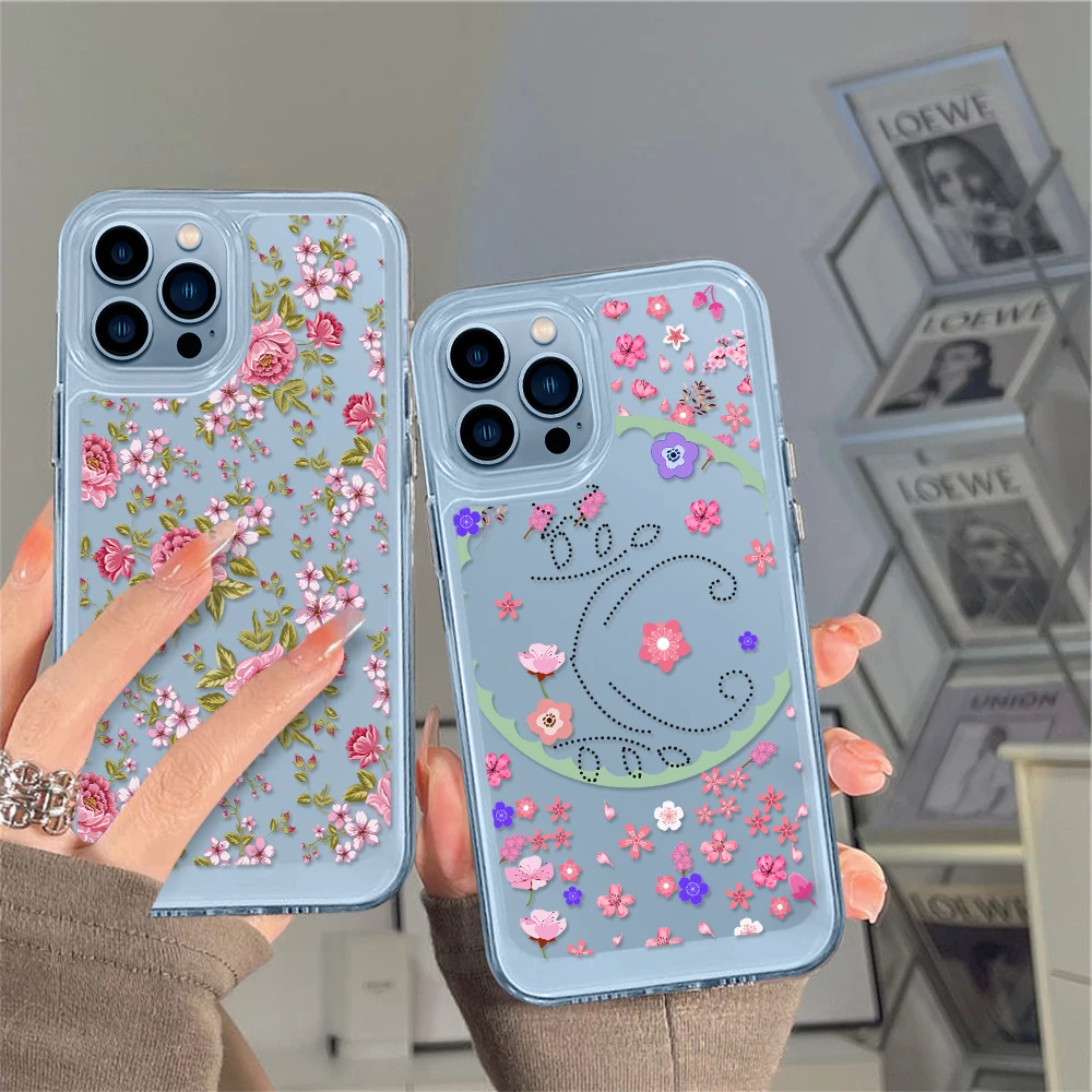 

For iPhone 14promax INS Floral Phone Case for iPhone 13 12 11 Pro Max Mini XS XR X Back Cover for iPhone13 ProMax Coque Fundas