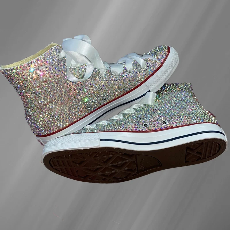 

Красочная холщовая обувь ручной работы с бриллиантовой лентой, женская спортивная прогулочная обувь 35-46