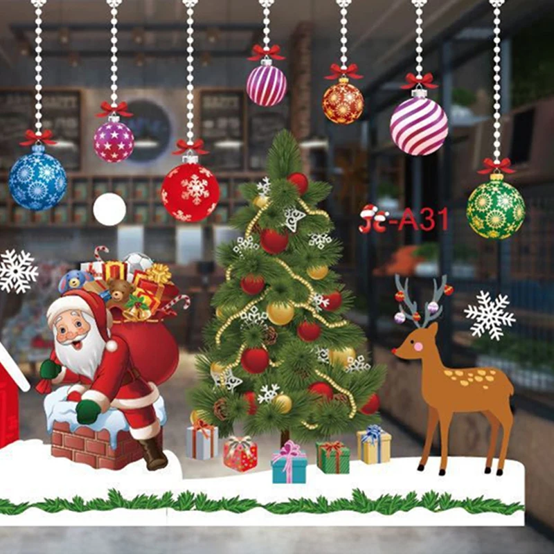 

Christmas Window Stickers Christmas Wall Sticker Kids Room Wall Decals Merry Christmas Decorations for Home New Year Stickers