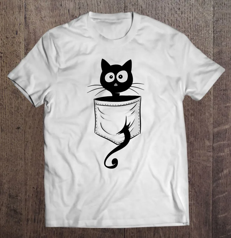 

Женская Винтажная футболка с рисунком кошки и котенка в кармане