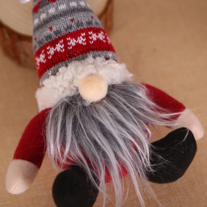 Christmas Pendant Knitted Plush Gnome Doll Decoration Tree Wall Hanging Ornament Holiday Home Decor Gift Sitting Toy