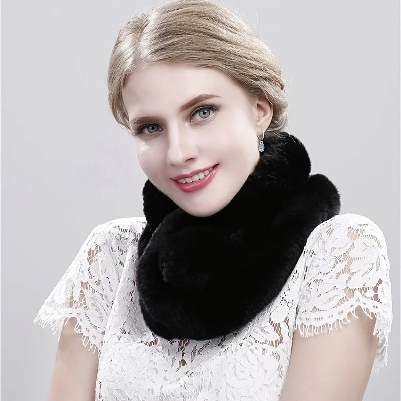 Женский шарф из искусственного кроличьего меха зимний теплый шейный платок