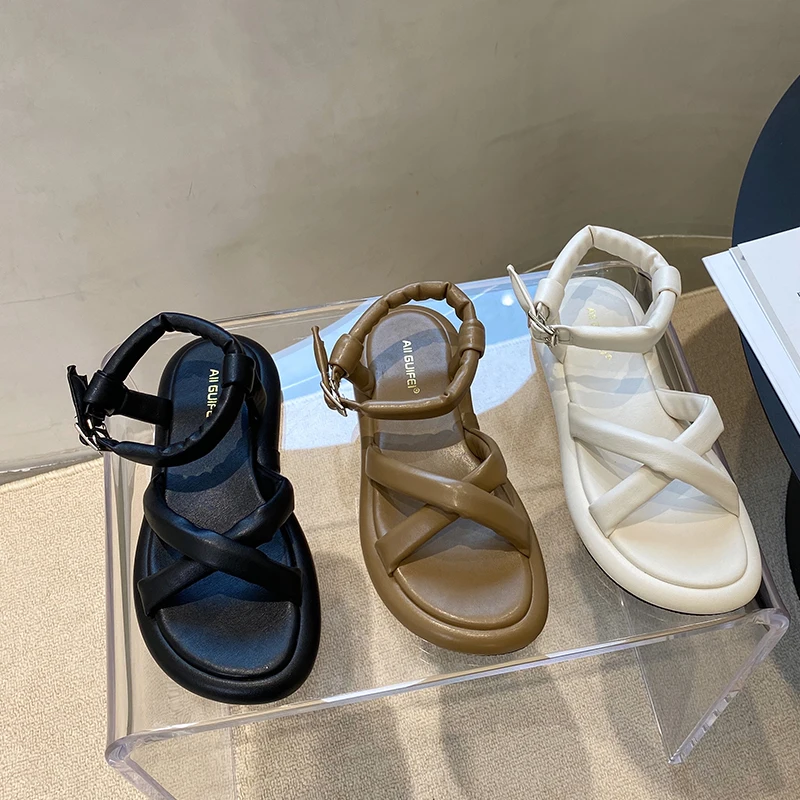 

Women Sandals Fashion Flats 2022 Basic Summer New Ladies Comfort Casual Outside Sandals Women Shoes Black Open Toe Female Shoes