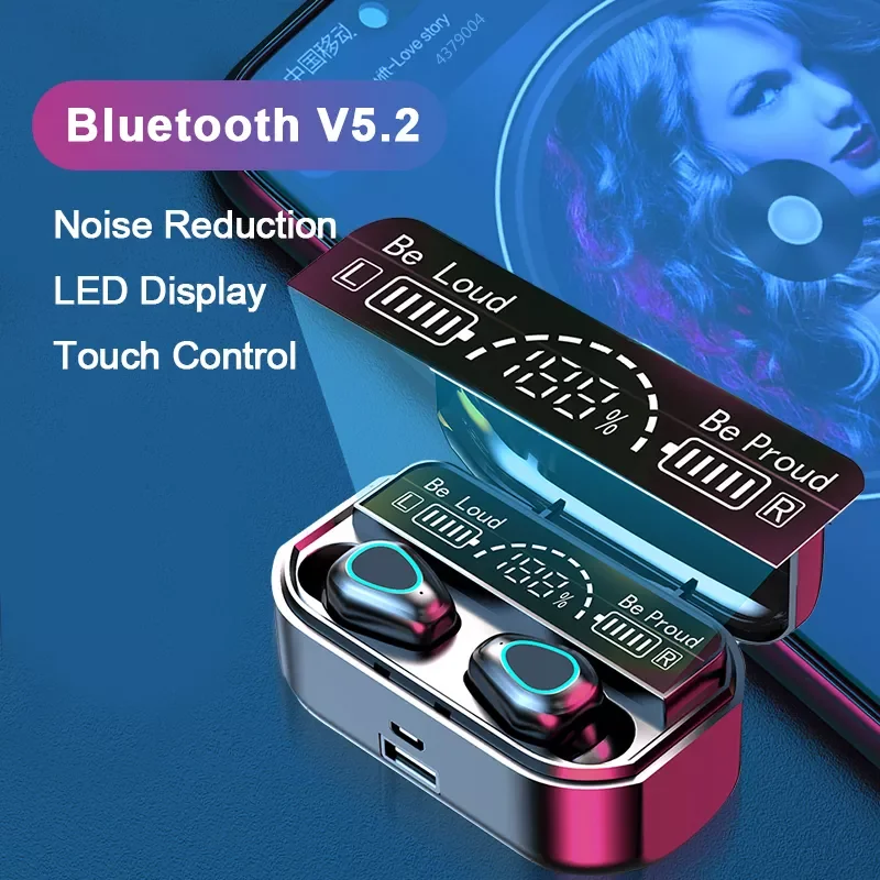 

TWS Bluetooth 5.2 Earphones 3500mAh Charging Box Wireless Headphone 9D Stereo Noise reduction Waterproof Headsets With Mic