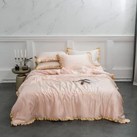 evich silk light pink color comforter bedding set single full for spring and summer pillowcase bedroom sheet cover home textile