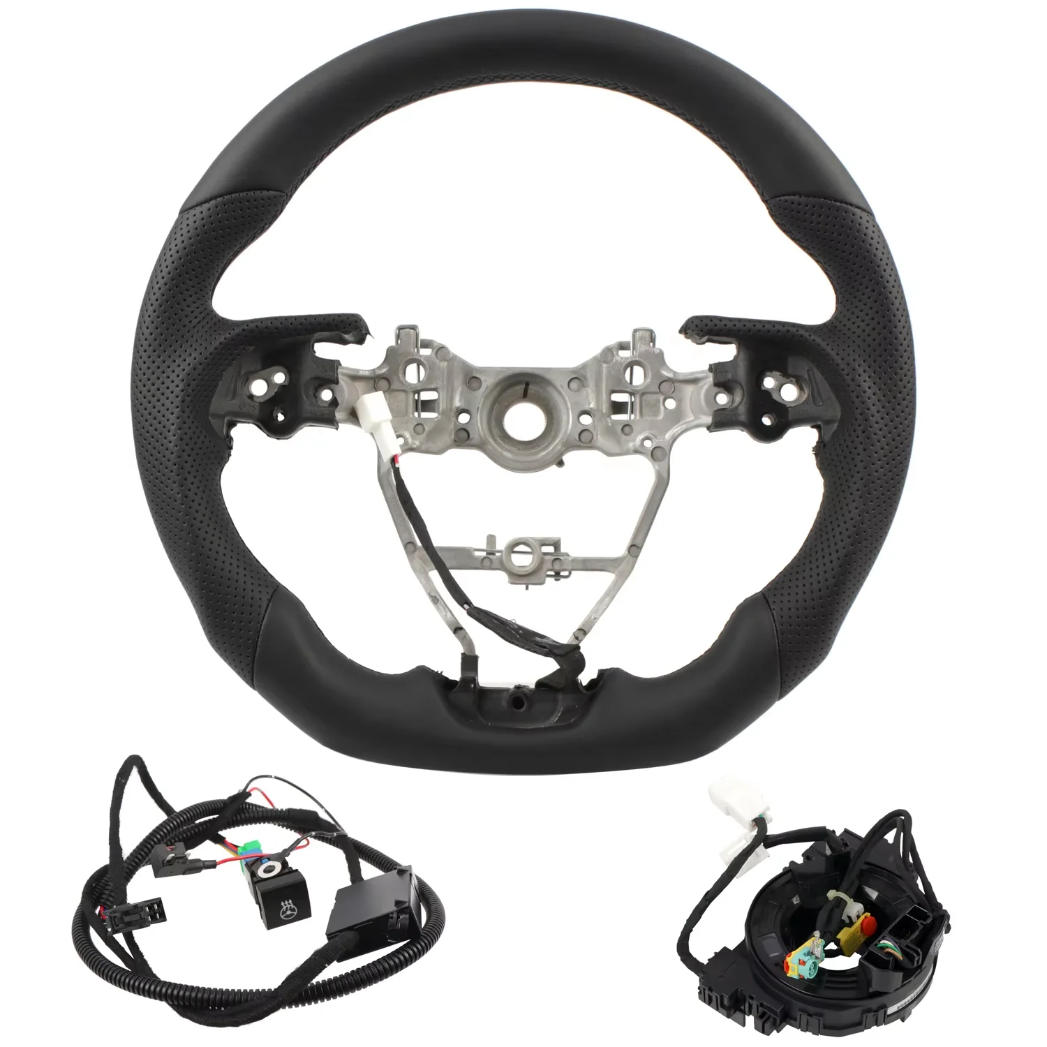 

Черный перфорированный кожаный руль по индивидуальному заказу для Toyota RAV4 2019-2024/Camry 2018-2023 гг.