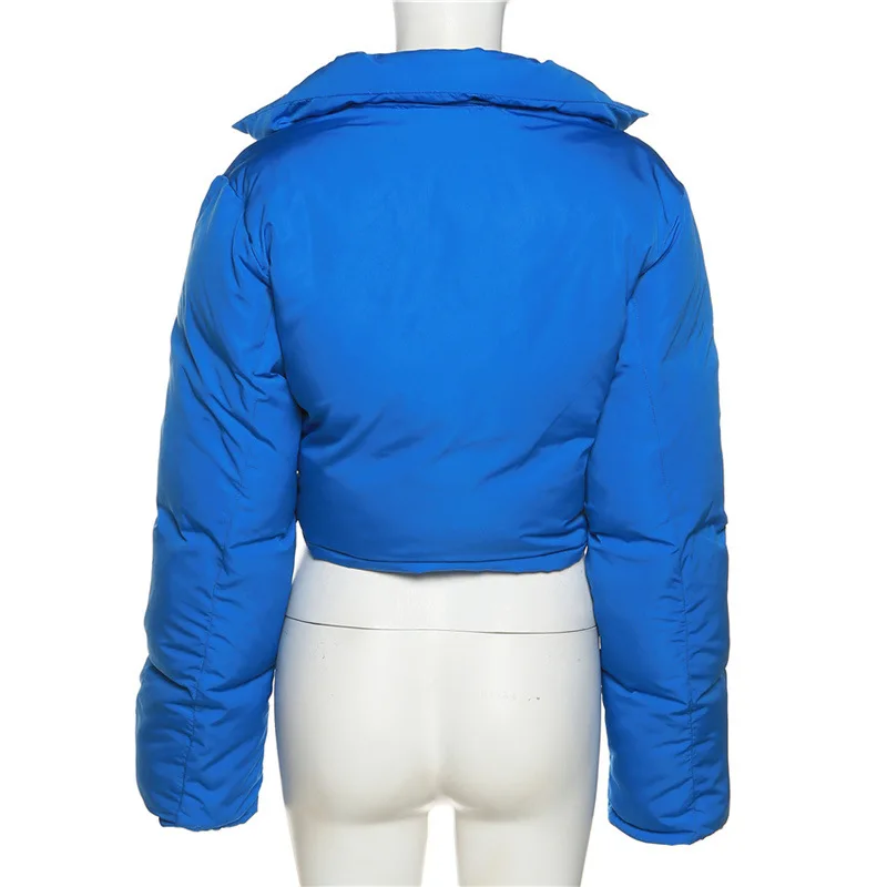 WeiYao Solid Puffer Cotton-Padded Bandage Jacket Women Harajuku Turtleneck Casual Coat Female Streetwear Autumn Winter Clothing