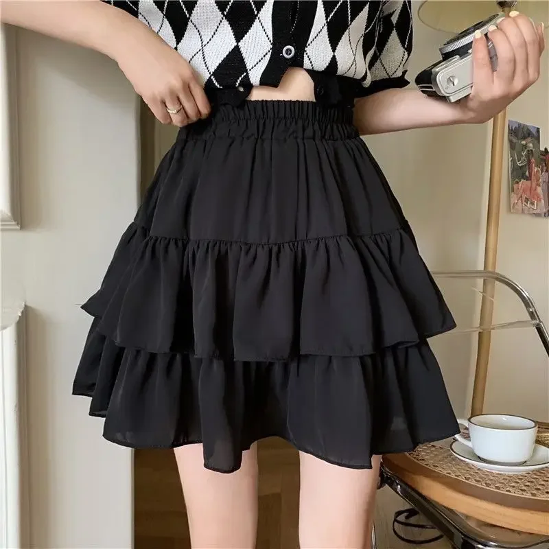 Милые белые плиссированные юбки трапециевидной формы женские модные эластичные