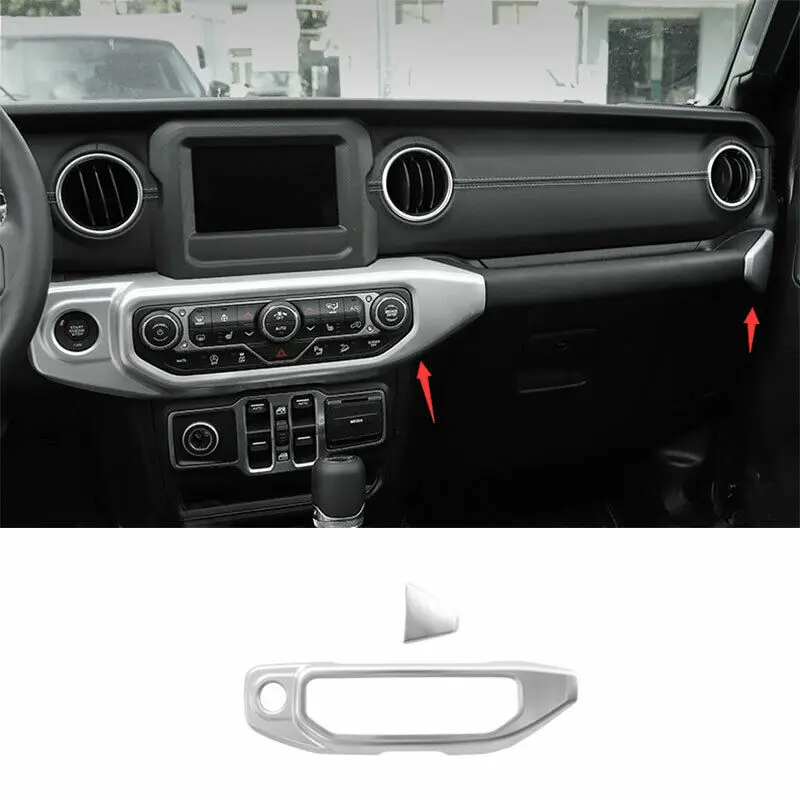 

For Jeep Wrangler JL 2018-2020 ABS Silver Console AC Button Control Frame Trim
