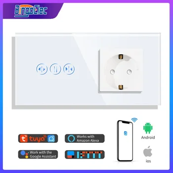 Bingoelec Wifi Smart Touch Curtain Switches With Normal EU Standard Sockets Crystal Glass Panel Sensor Switch Home improvement 1