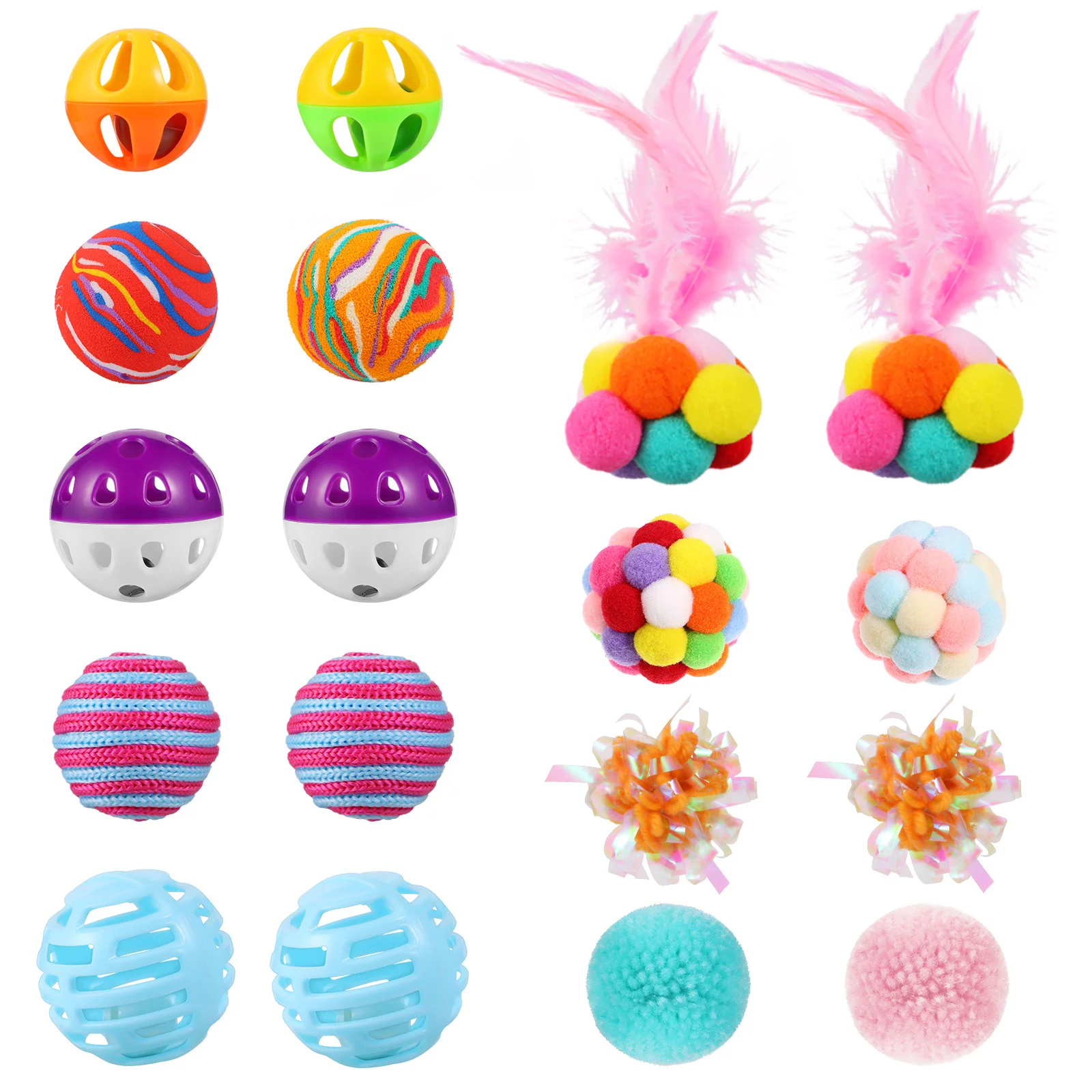 

Cat Toyfeather Wand Crinkle Pet Teaser Kitten Knitted Setcats Stick Training Interactive
