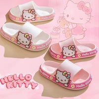 sanrioed anime hello kitty slippers cartoon non slip sandals kawaii summer home shoes children indoor bathroom flat shoes kids