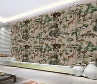 beibehang southeast asian animal forest wallpaper living room mural for kidergarten bedroom 3d wall paper home decor stickers