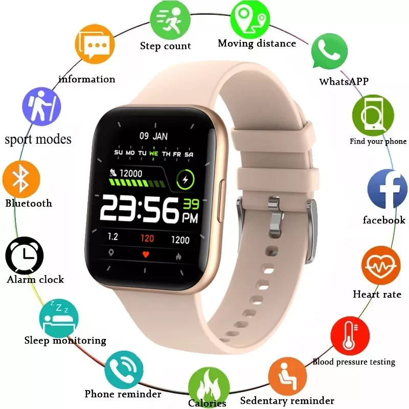 

P25 Smart Watch Men Full Touch Sport Fitness Watch I68 Waterproof 24 Hour Heart Rate Monitor Call Reminder Smart Bracelet