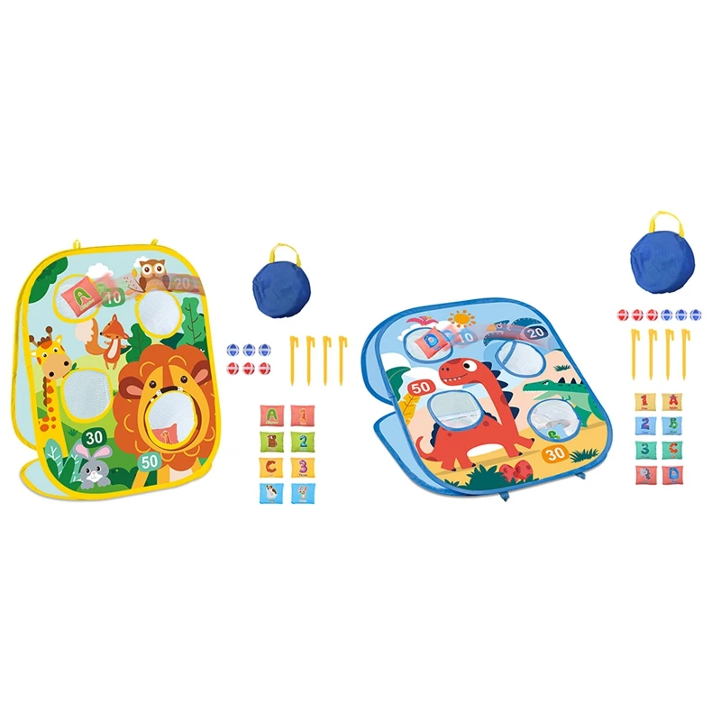 

Toy Sports Double Sided Dart Board for Kids Bean Bag Toss Game 3 in 1 Portable Throw Ball Sport Game Best Gift for Kid