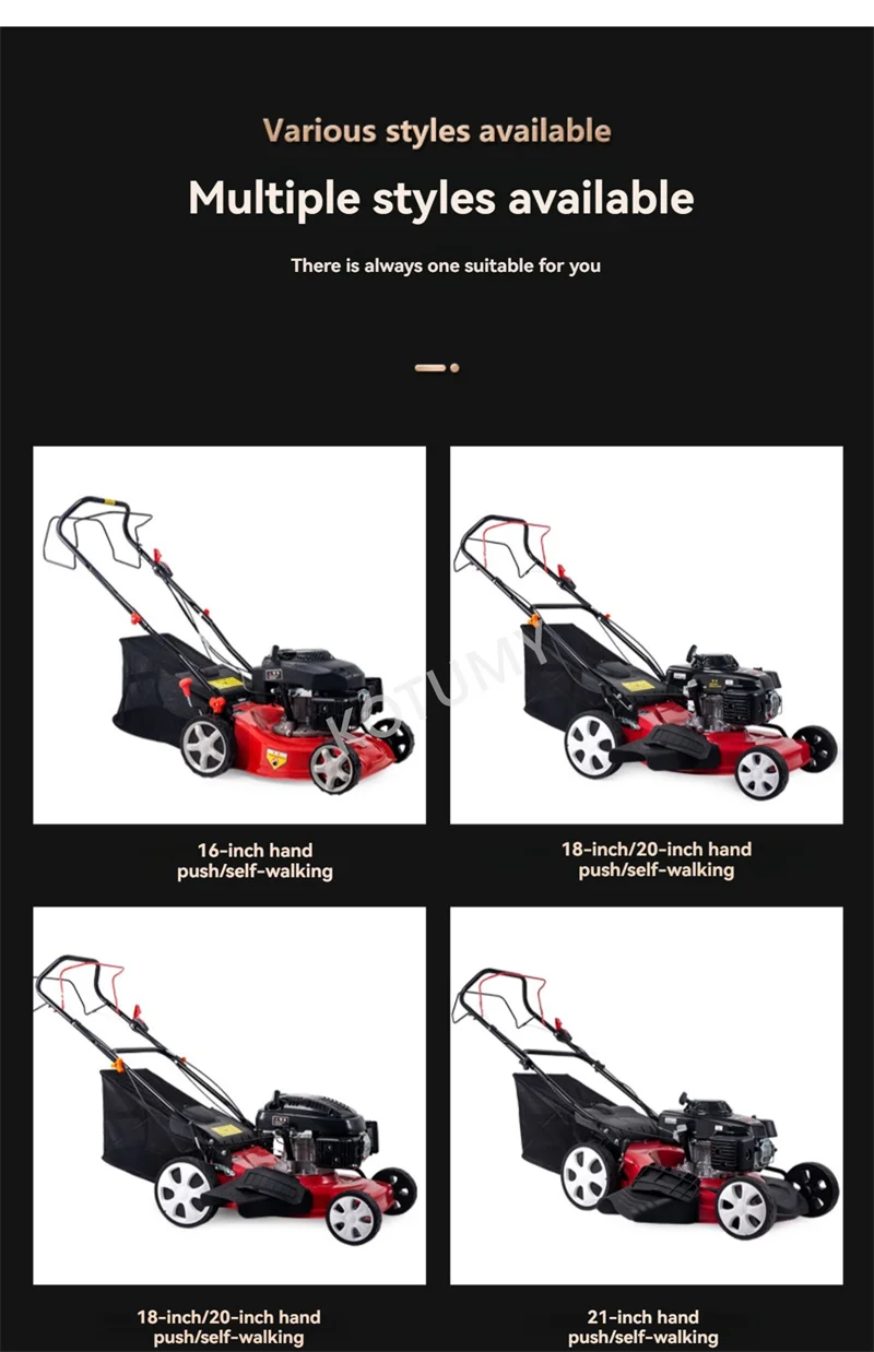 Бензиновая газонокосилка 16/18/20/21 дюйм 225CC 3-в-1 бензиновая подвижная