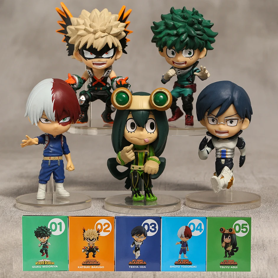 

Chibi Masters: My Hero моя геройская Академия Bakugou Katsuki Todoroki Shoto Asui Tsuyu Iida Tenya ПВХ Фигурки коллекционные модели игрушки 5 шт./компл.