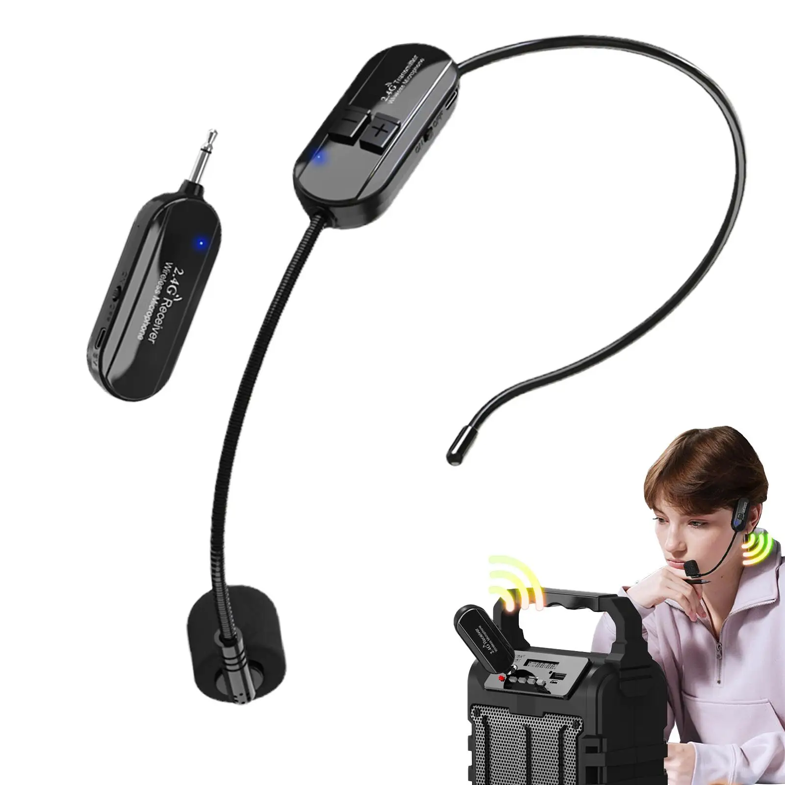 

Wireless Teaching Headset 165ft Range Working Time 6-8H Mic For Speaker Amplifier PA Speakers & Teaching