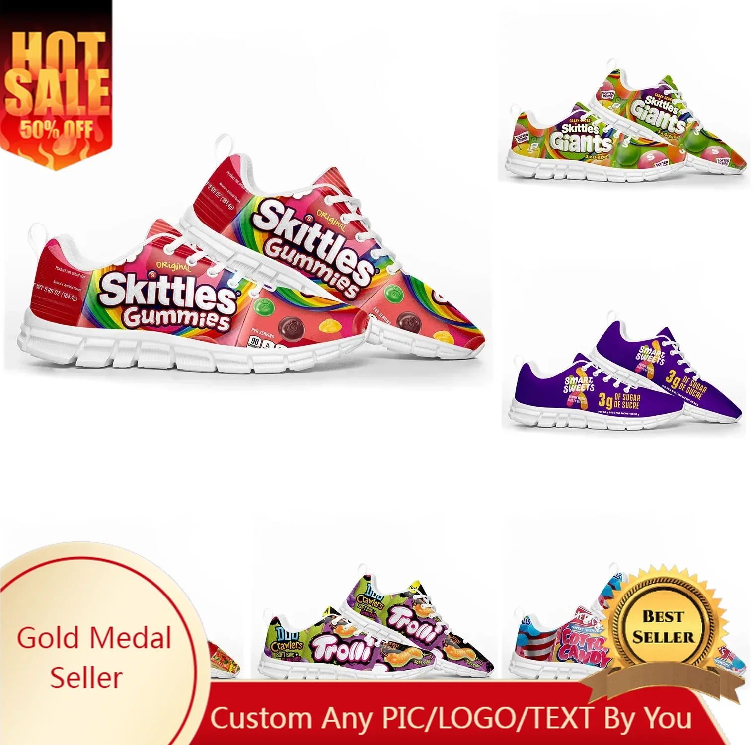 Забавная спортивная обувь Candy Food Snack мужские и женские подростковые кроссовки на