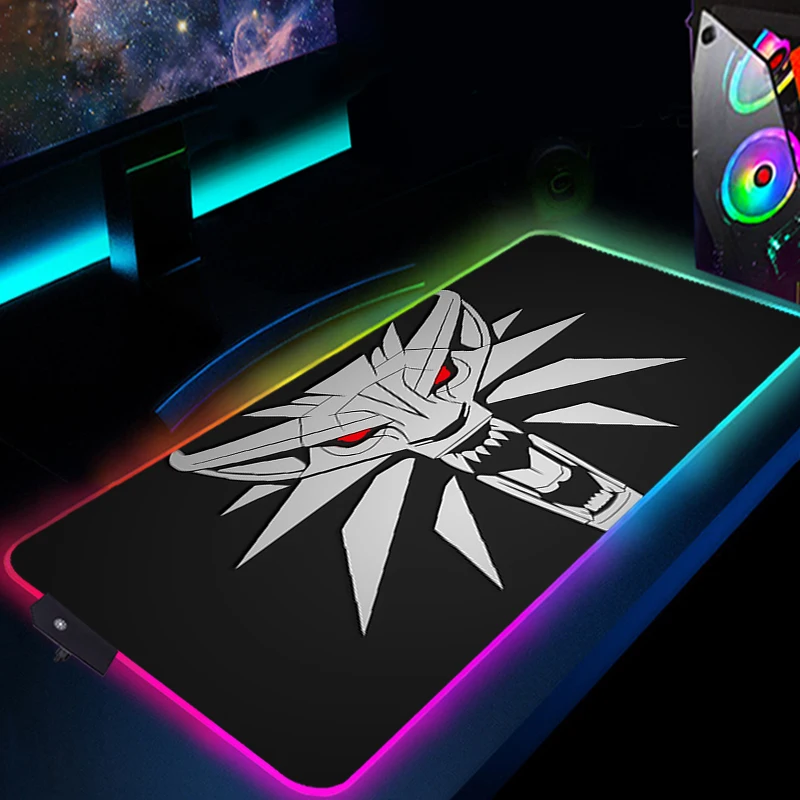 

Mousepad Rgb Mouse Pad Gaming Pc The Witchers Desk Mat Backlight Luminous With Wire Computer Table Deskpad Gamer Keyboard Carpet