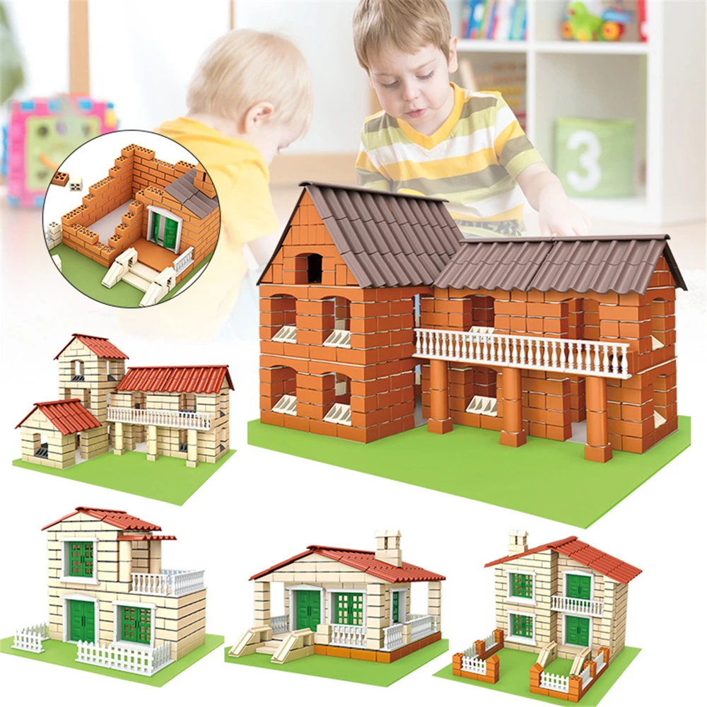 

Миниатюрный дом «сделай сам», имитация цемента, многоразовый мини-кирпич в сборе, модель, строительный блок, Детский конструктор, игрушки, подарки