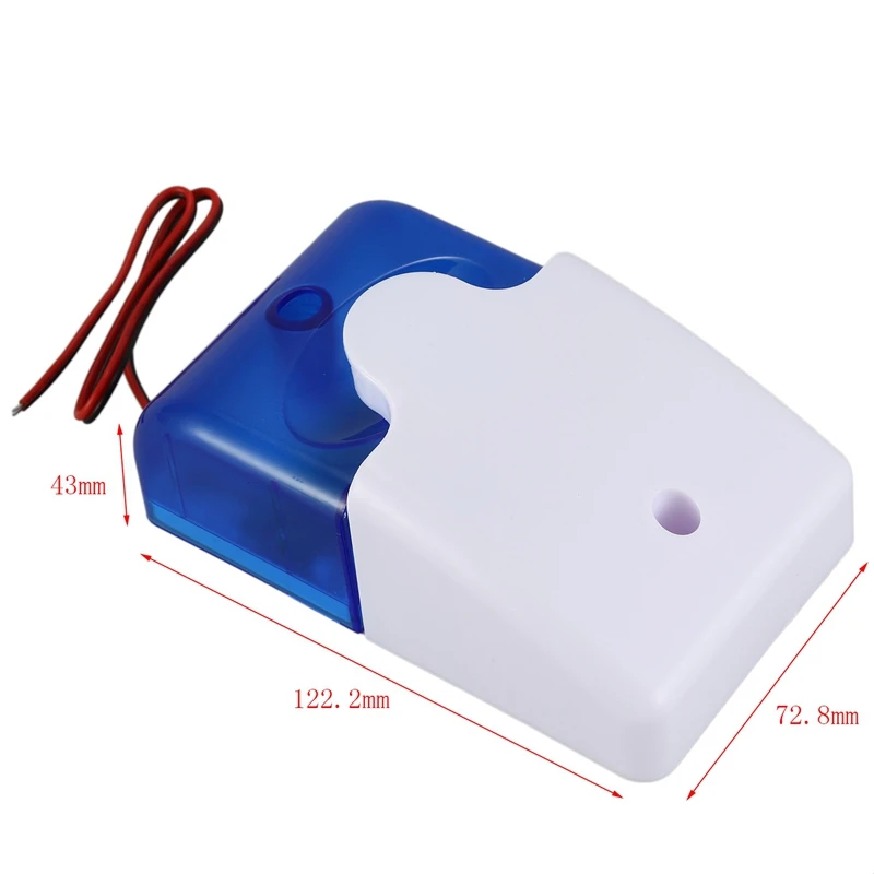 

NEW-2X Mini Wired Strobe Warning Siren Durable Dc 12V Sound Alarm Flashing Light Sound Siren Horn Alarm System 115Db Blue