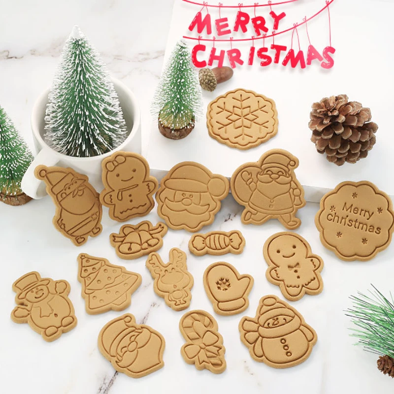 

8pcs Christmas Biscuit Mold Cookie Cutters Merry Christmas Decorations For Home Kitchen 2022 Navidad Xmas Gift Box New Year 2023