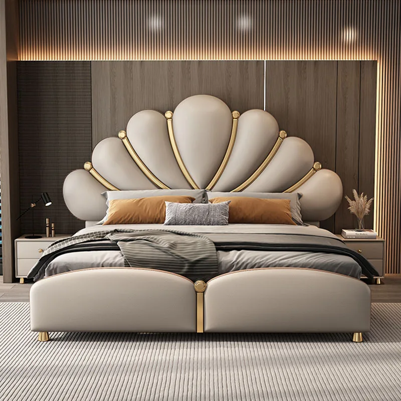 Женская европейская двуспальная кровать Royal Wood King каркас изголовья современная