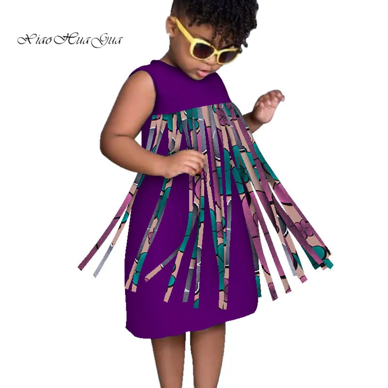 

2020 New Lovely Girls Peter O Collar Dresses Bazin Riche African Print Ankara Dresses for Kids Children African Clothing WYT335