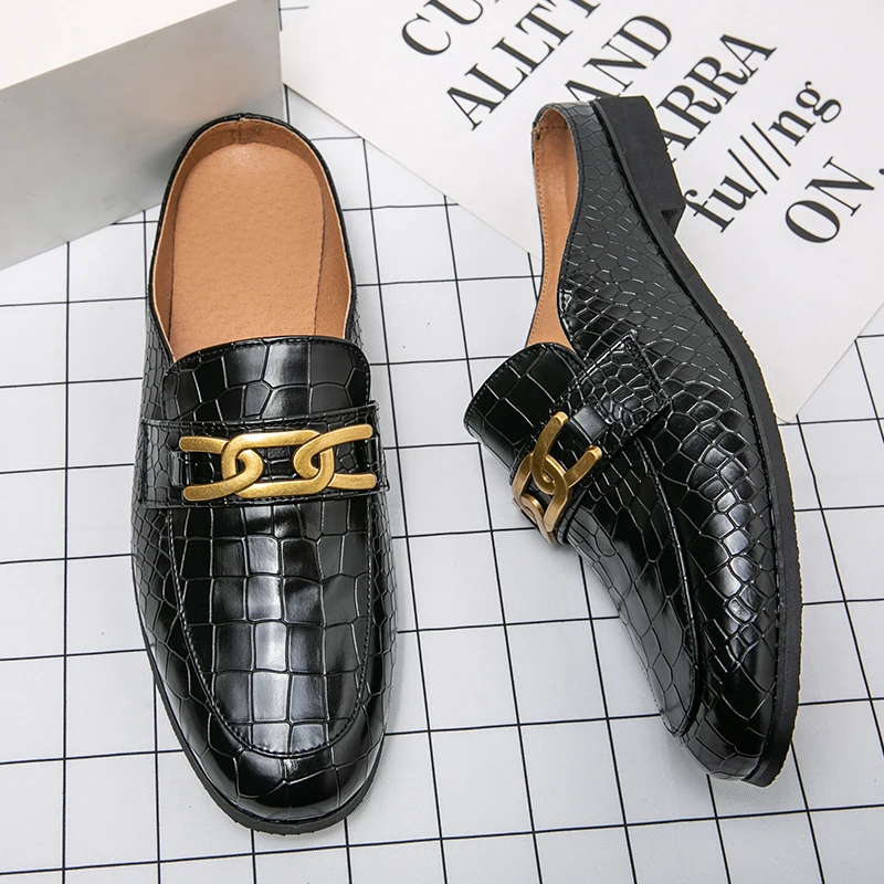 

Plus Size Slippers Men Loafers Leather Casual Shoes Fashion Summer Black Outdoor Slides Mens Flats Luxury Sandals Designer Shoes
