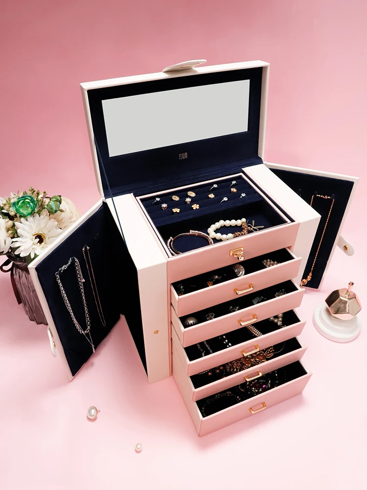Luxury Jewelry Organizer Storage Box Large Capacity Multi Layer Jewelry Box Earrings Display Organizer for Cosmetics Gift Ideas