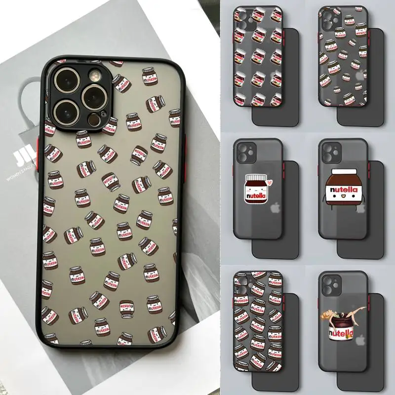 Мягкий силиконовый матовый Жесткий Чехол Kawaii Nutella для iphone 7 8 plus x xs xr 11 12 13 mini Pro max |