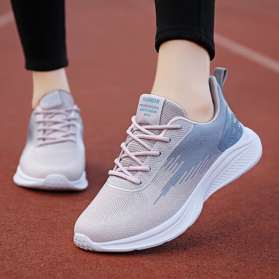 Loekeah Fashion Women's Running Sneakers Mesh Breathable Casual Sport Shoes Lace-up Lightweight  Female Jogging Walking Footwear