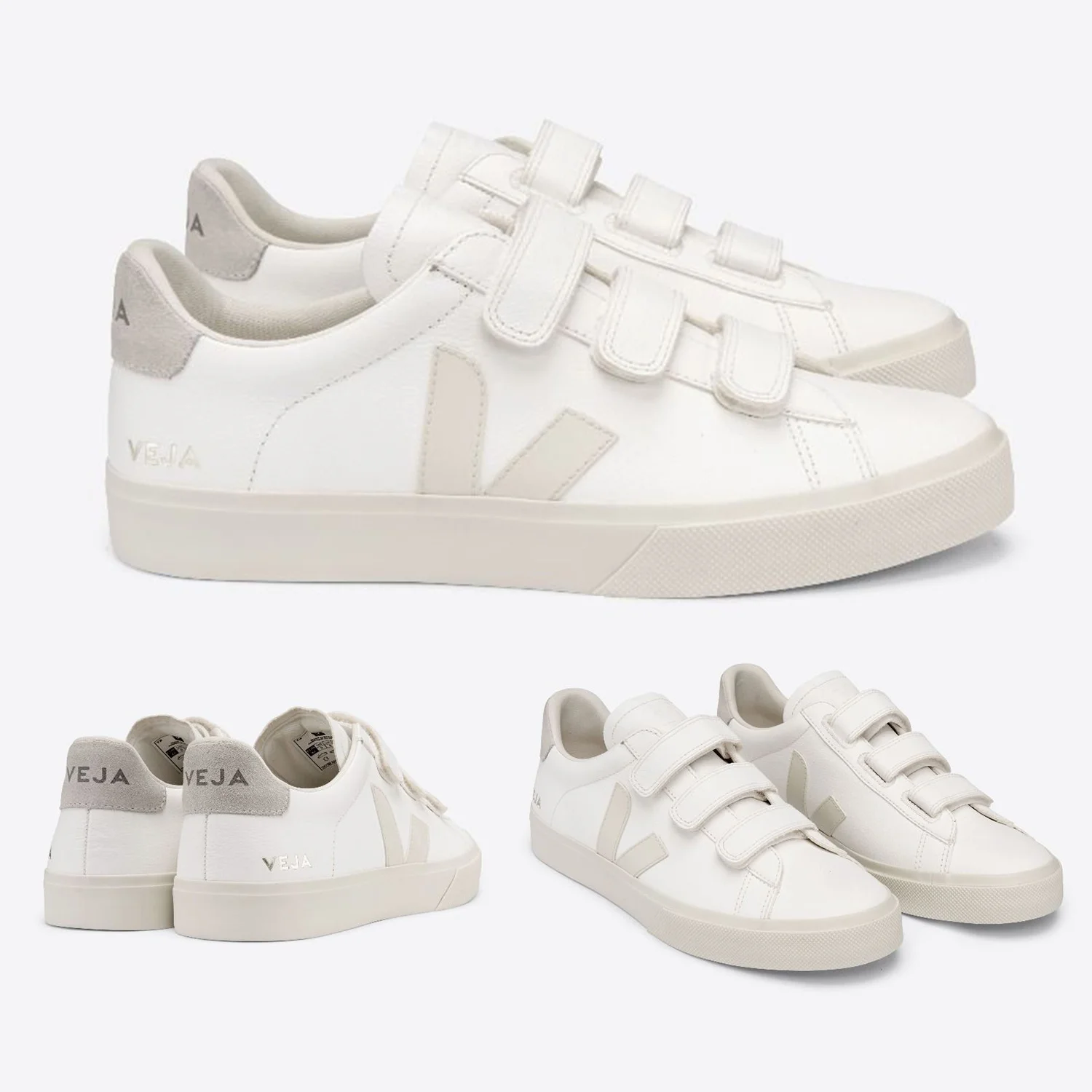 

Hot Original Veja Campo Women Sneakers Men Classic White Shoes Unisex Fashion Classic V-LOCK Velcro Leather New Style Size 35-45
