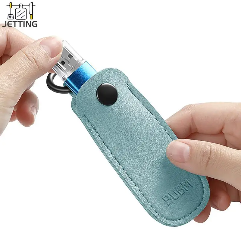 

Leather U Disk Pouch Key Ring Holder USB Flash Drive Storage Bag Pendrive Protective Cover Memory Stick Case