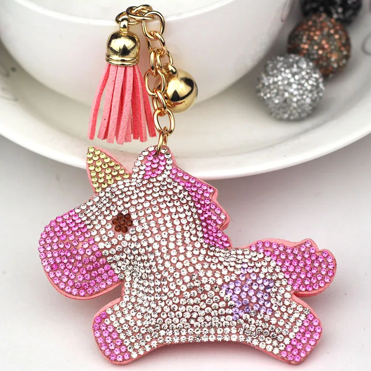 

Unicorn Keychain Pendant Lady Luxury Jewellery With Metal Keyring and Leather Fringe Wholesale Price
