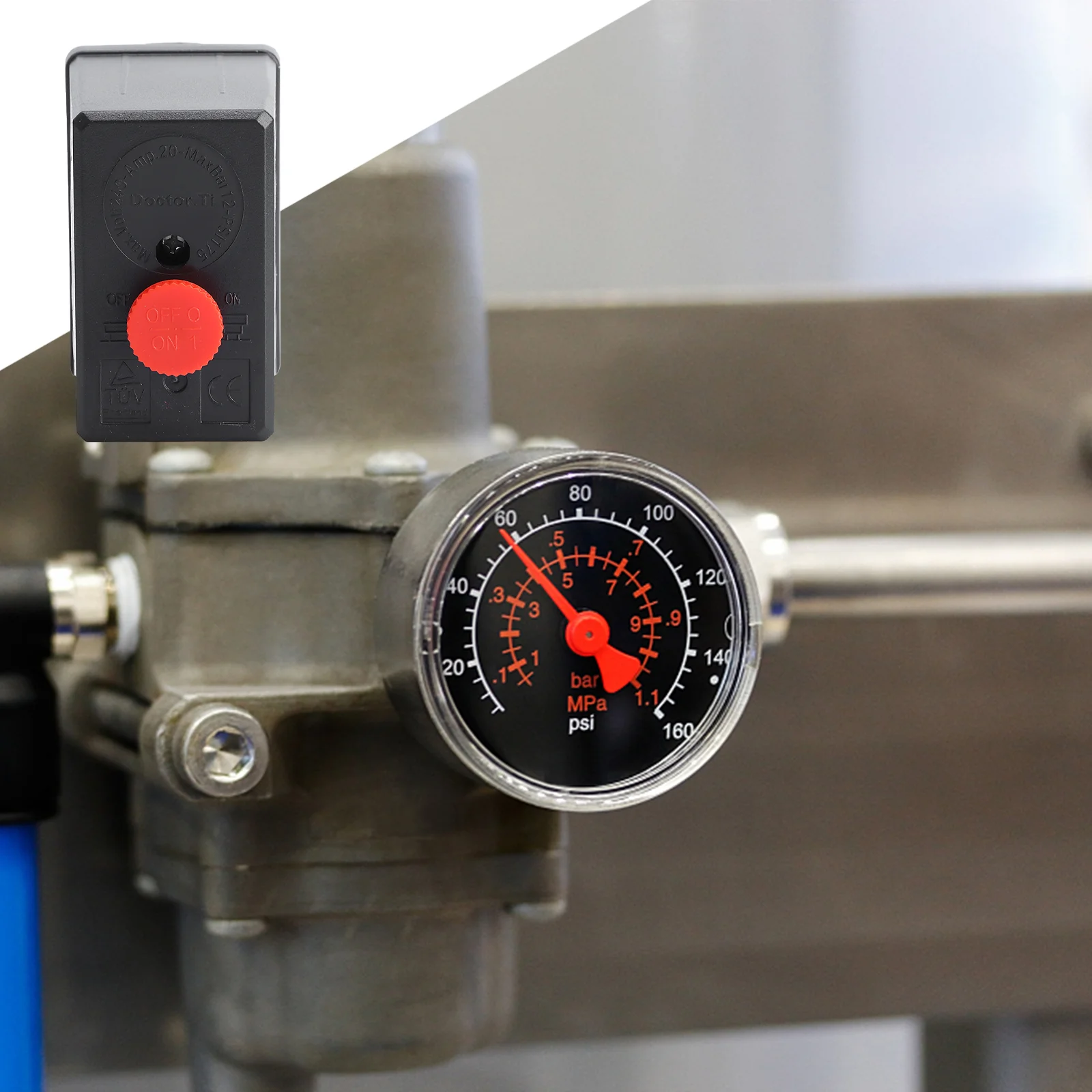 240 В переменного тока 20 А 175PSI 12 бар 4-портовый воздушный компрессор контроль