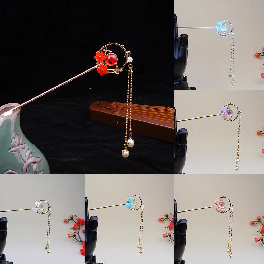 Длинная женская заколка для волос с бахромой и жемчугом