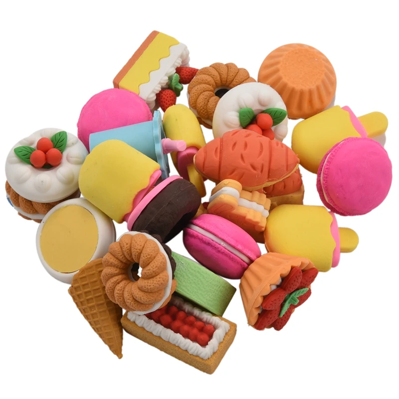 

25PCS Pencil Erasers Assorted Food Cake Dessert Puzzle Toys Earsers For Kids(25 Different Style Randomly Selected From As Shown