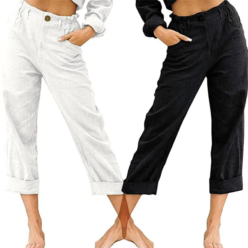 

Женские повседневные брюки, простые универсальные брюки на шнуровке сзади с эластичным поясом, повседневные брюки, повседневные модные удобные брюки
