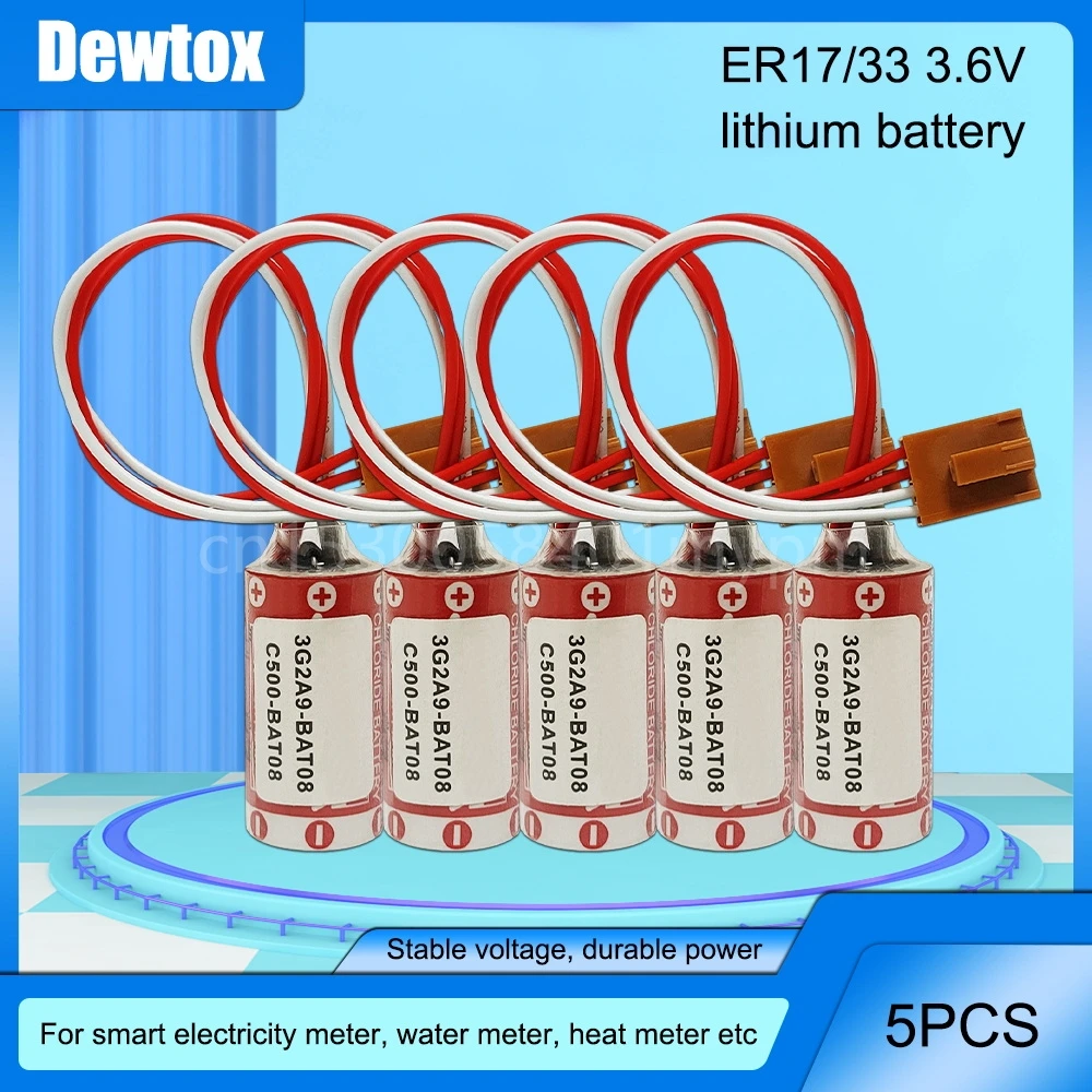 

5 шт. оригинальные новые батареи ER17/33 3,6 В 17330 C500-BAT08 3G2A9-BAT08 аккумулятор PLC с разъемом